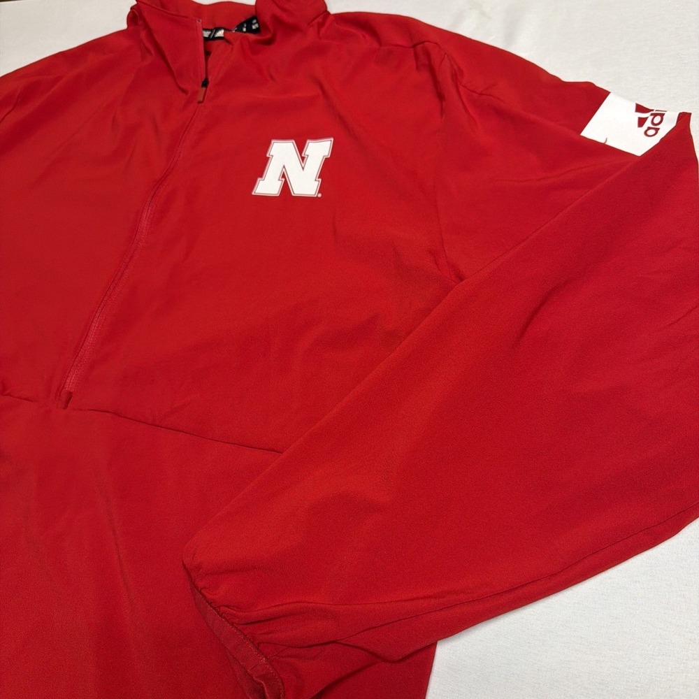 Adidas Nebraska Cornhuskers Half Zip Light Weight Pullover Red Men's XL